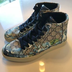 Gucci Blooms Print High-Top Sneakers (Authentic)